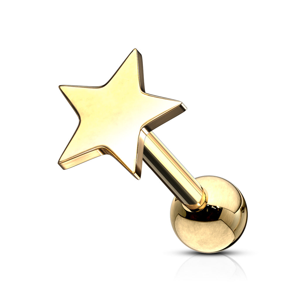 Melchior Jewellery sterling silver star cartilage earring with high shine gold plating and ball back