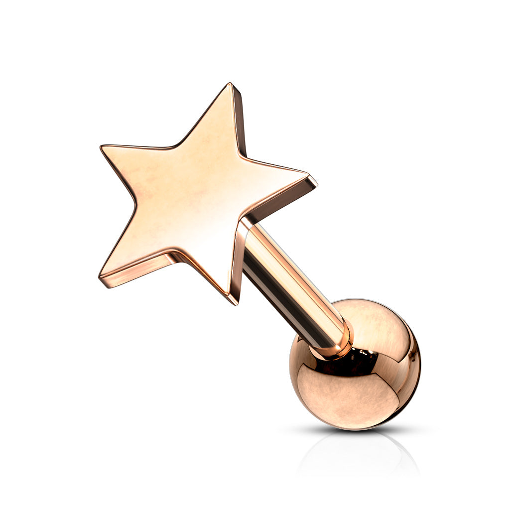 Melchior Jewellery rose gold plated sterling silver star cartilage earring with polished finish and ball back