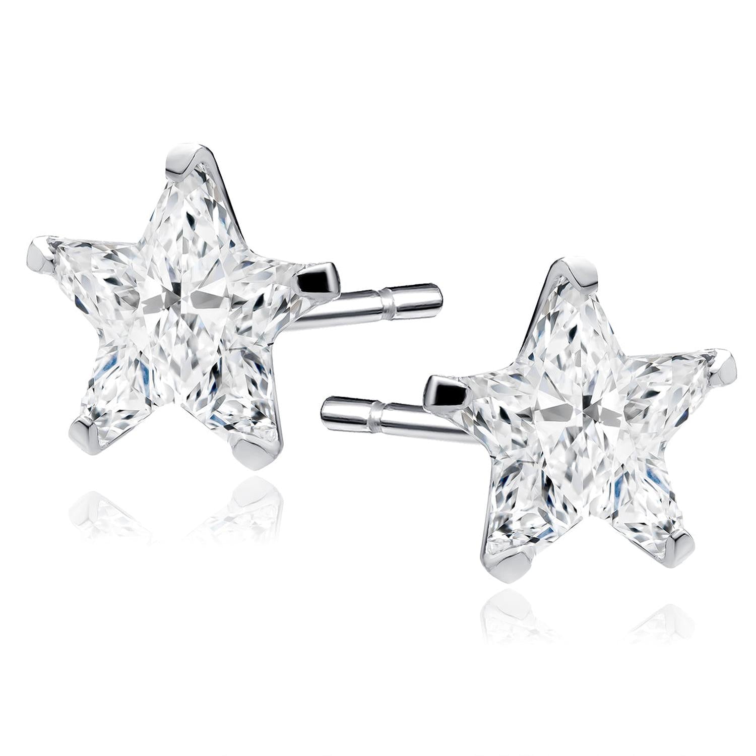 Melchior Jewellery sterling silver star stud earrings with sparkling clear crystal detailing for women
