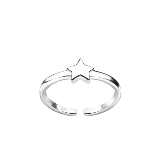 Melchior Jewellery sterling silver star toe ring with adjustable open band design