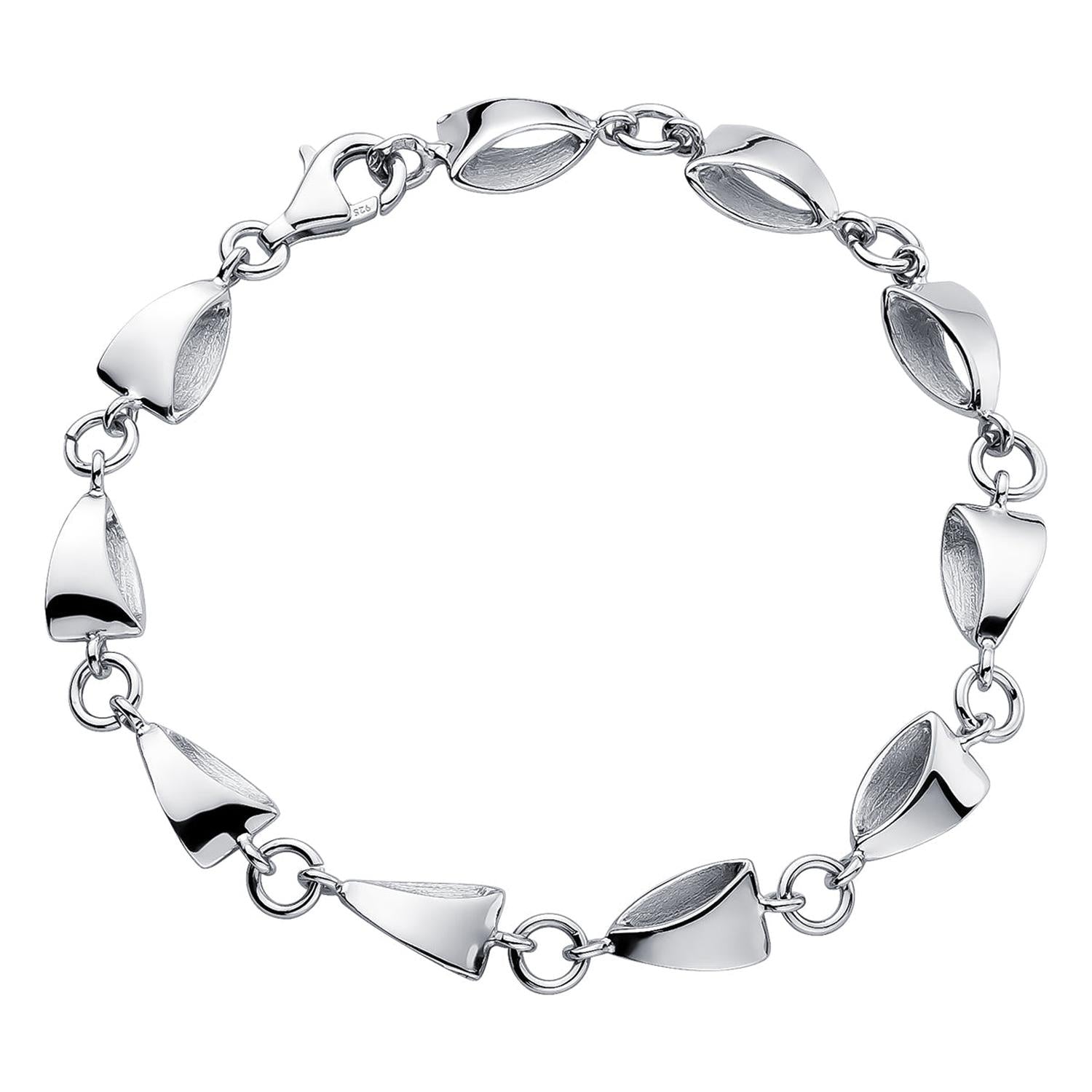 Melchior Jewellery sterling silver triangle bracelet with linked geometric triangle shapes for women