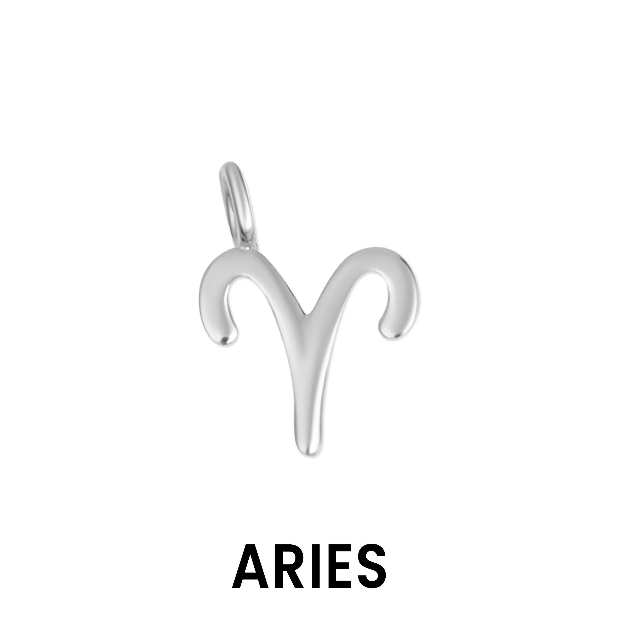 Sterling silver zodiac charm Aries symbol pendant in polished silver by Melchior Jewellery