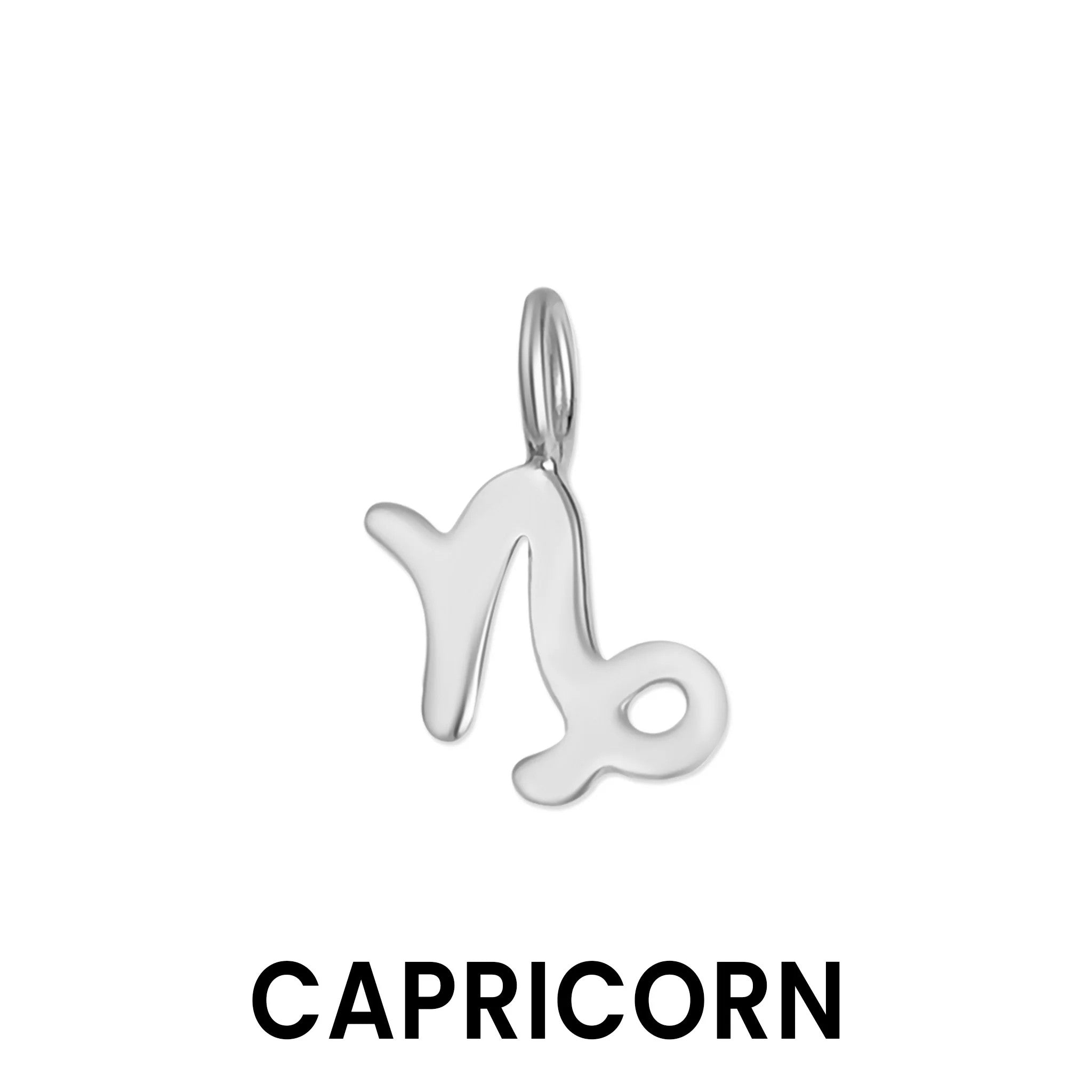sterling silver zodiac charm Capricorn pendant in polished silver from Melchior Jewellery