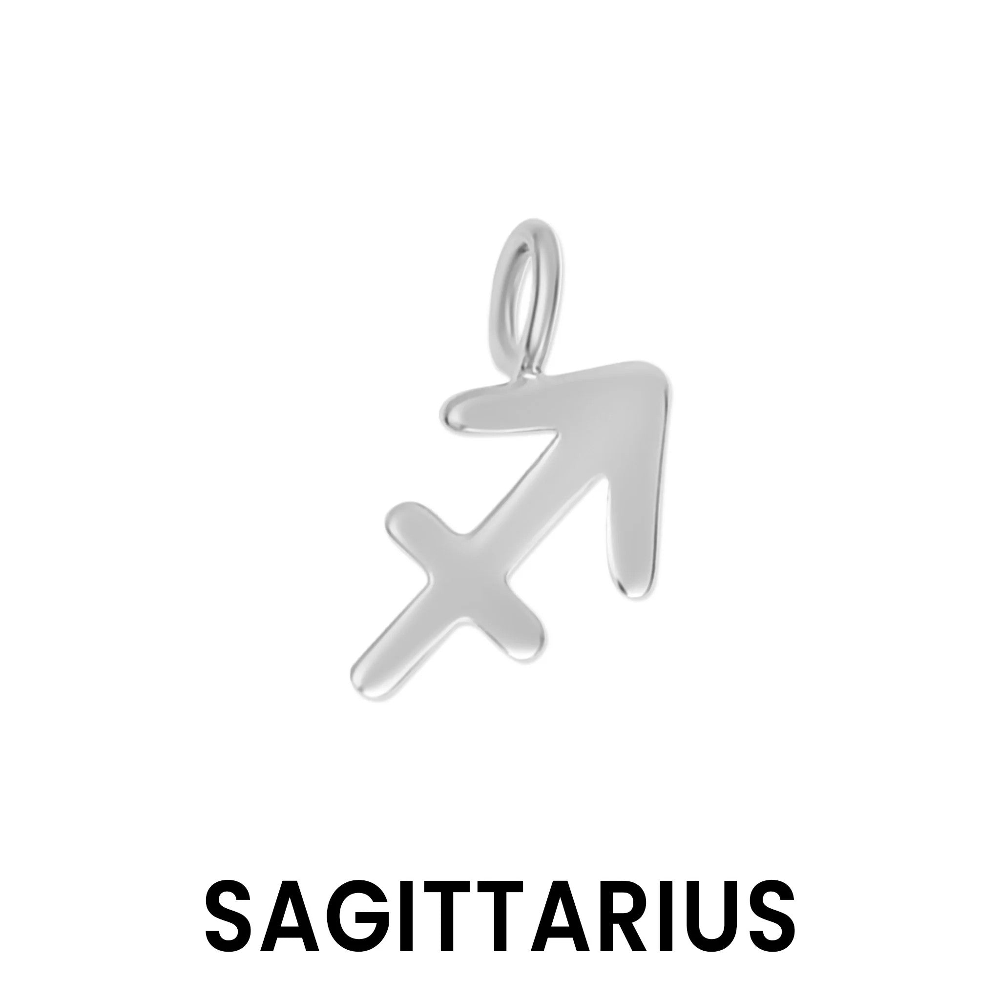 Sterling silver zodiac charm Sagittarius symbol pendant by Melchior Jewellery in polished silver tone
