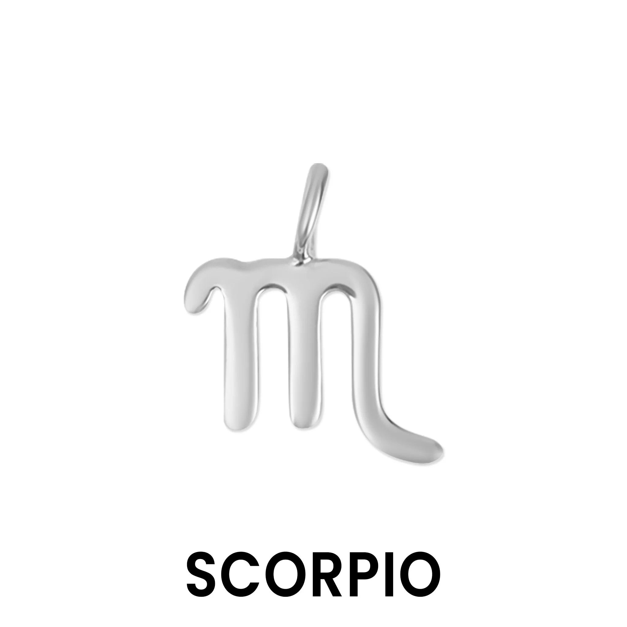 Sterling silver zodiac charm Scorpio pendant in polished silver finish for Melchior Jewellery