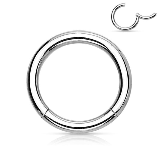 Melchior Jewellery surgical steel hinged segment ring polished silver circular hoop for nose and ear