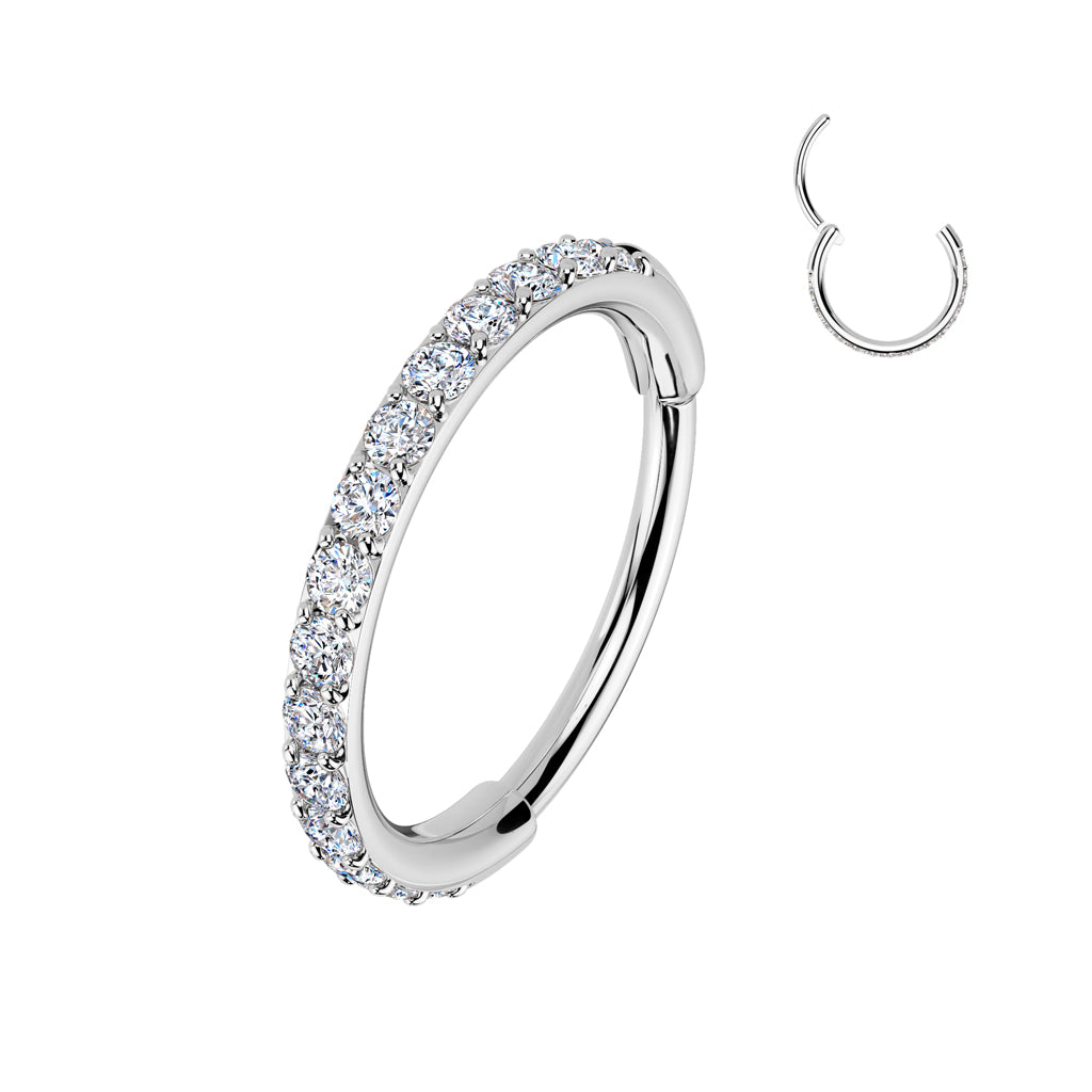 Melchior Jewellery surgical steel segment ring with crystals pave hoop for ear and nose piercings