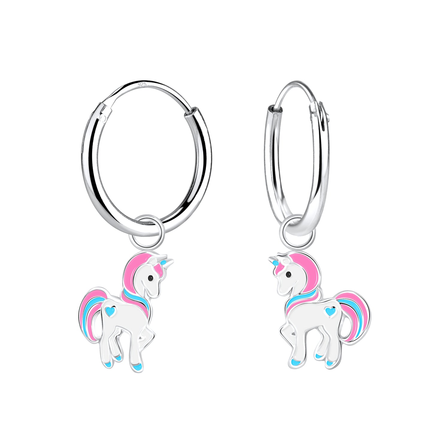 Melchior Jewellery unicorn dangle earrings for kids with colourful enamel unicorn charms
