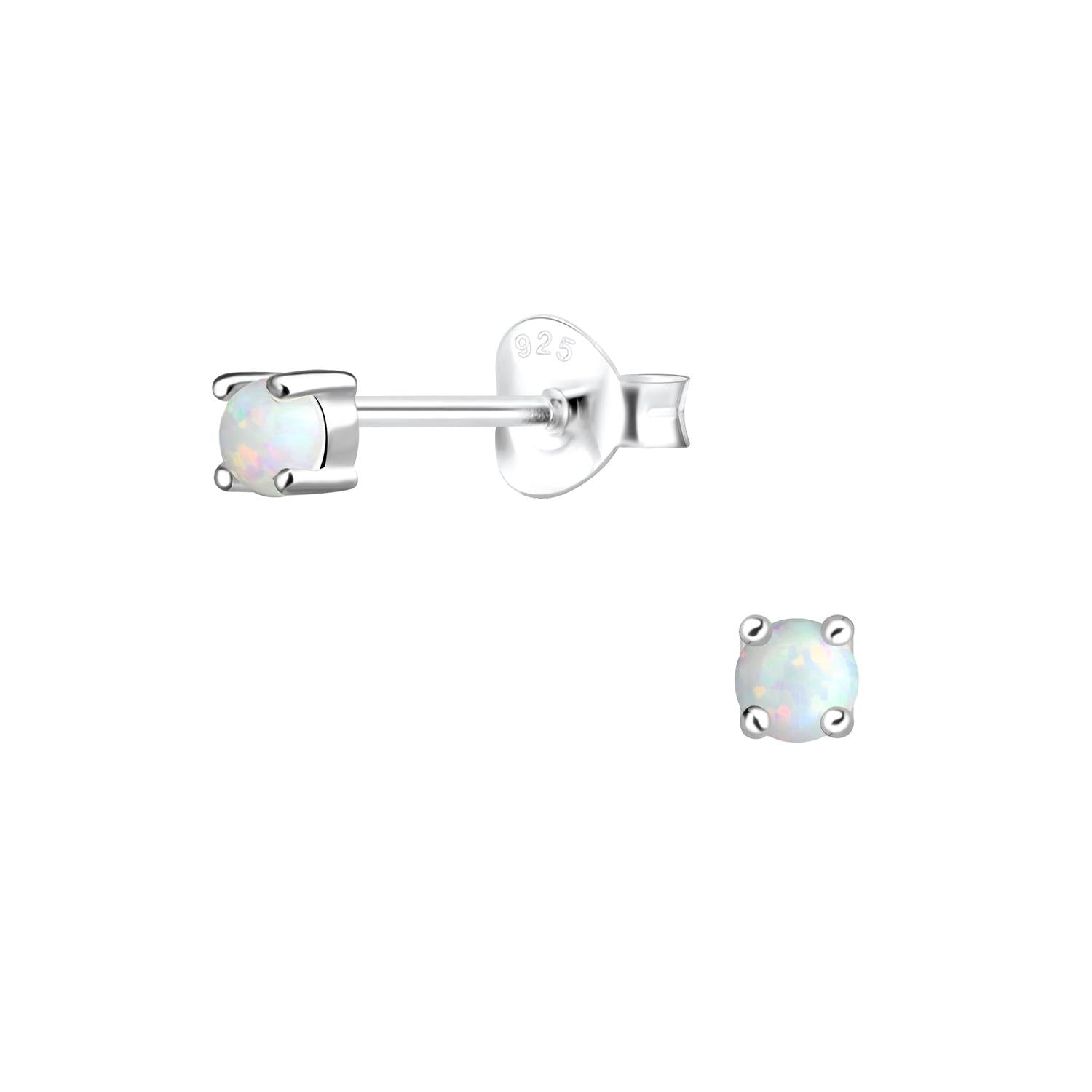 Melchior Jewellery White Opal Stud Earrings in silver setting for women