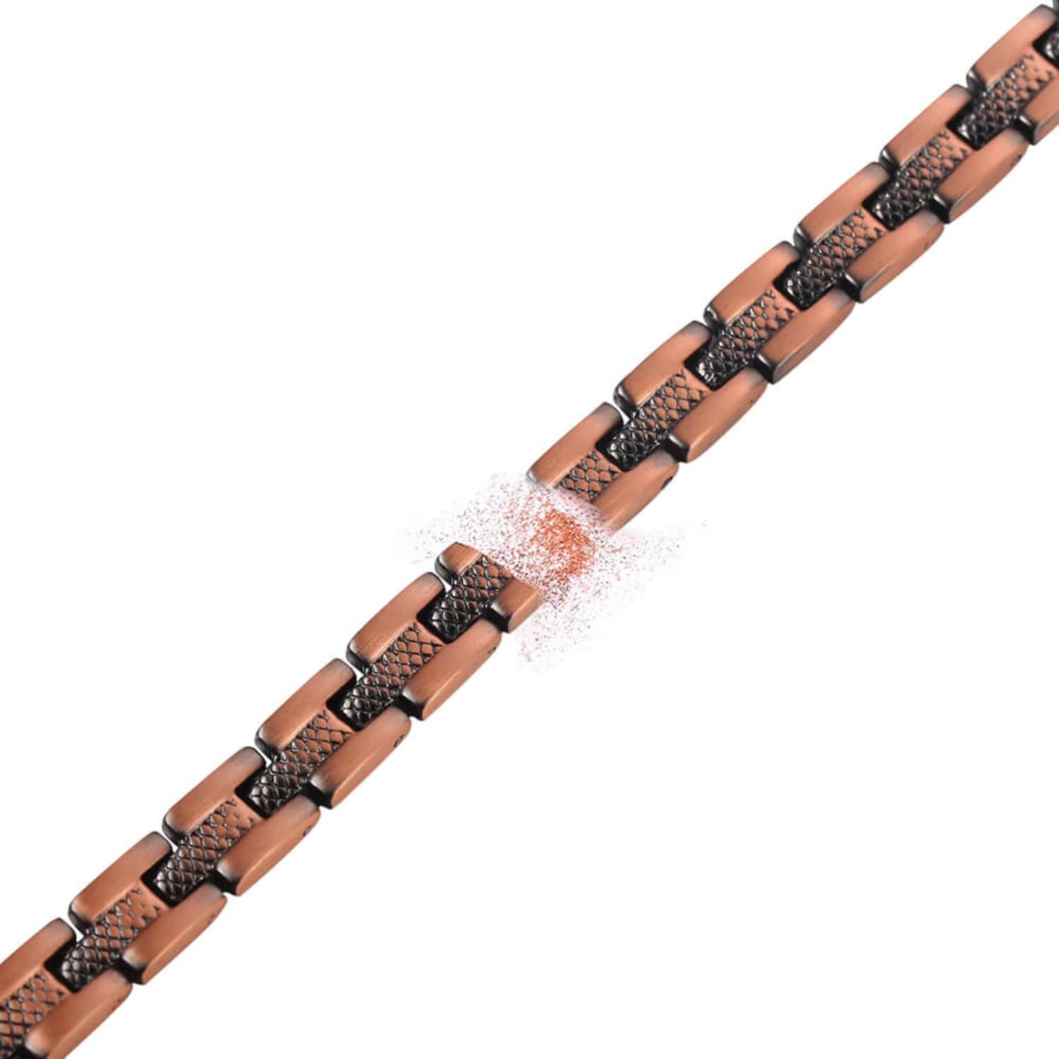 Melchior Jewellery womens copper magnetic therapy bracelet with copper links and black textured inserts
