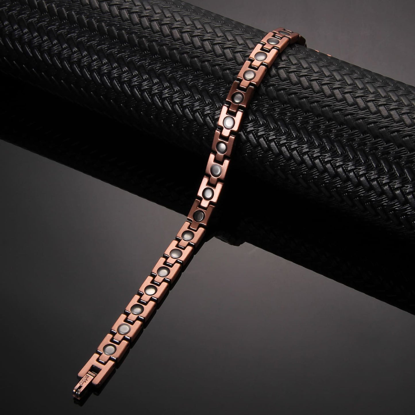 Melchior Jewellery womens copper magnetic therapy bracelet slim linked copper design with black magnetic inserts