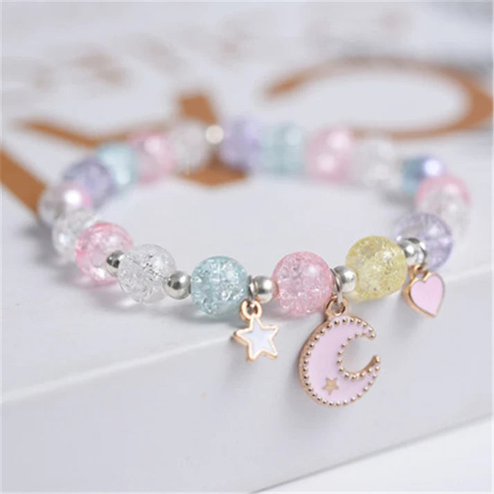 Children's Popcorn Moon & Star Stretch Bead Bracelet