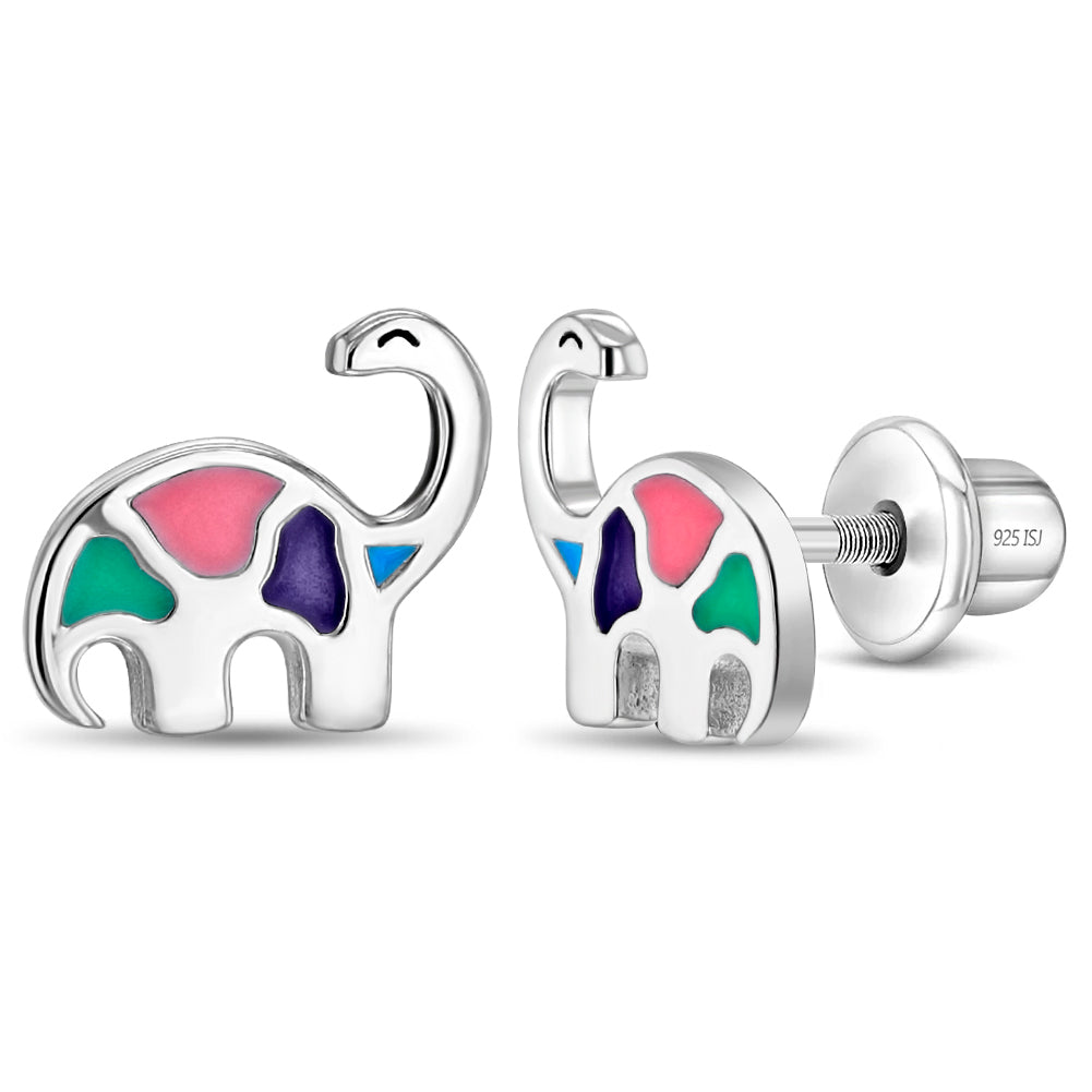 Children's Sterling Silver Dinosaur Screwback Earrings - Melchior Jewellery