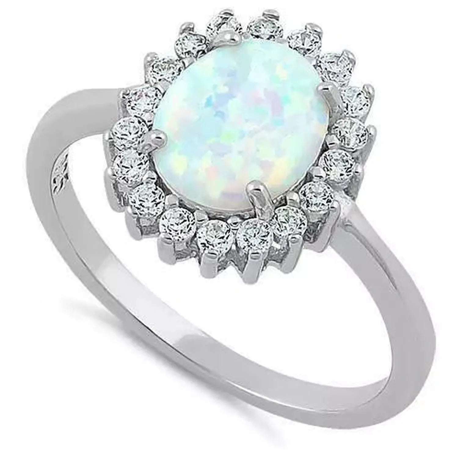 Sterling Silver White Opal Ring Size S - Melchior Jewellery