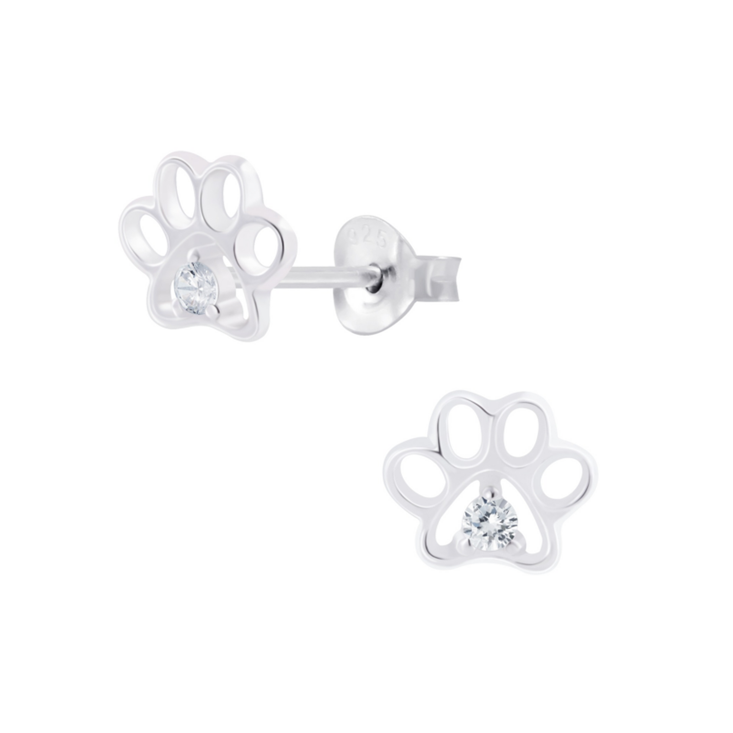 Sterling Silver Paw Print Stud Earrings - Melchior Jewellery