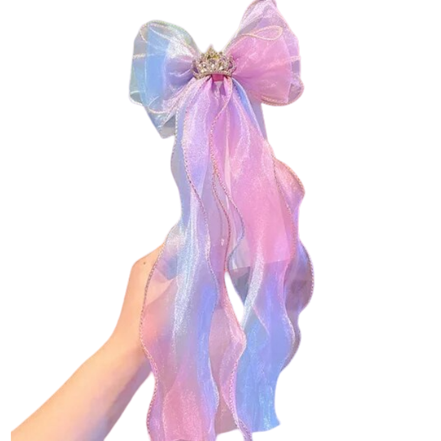 Melchior Jewellery princess crown hair ribbon for children in pastel pink and blue with sparkling crown detail