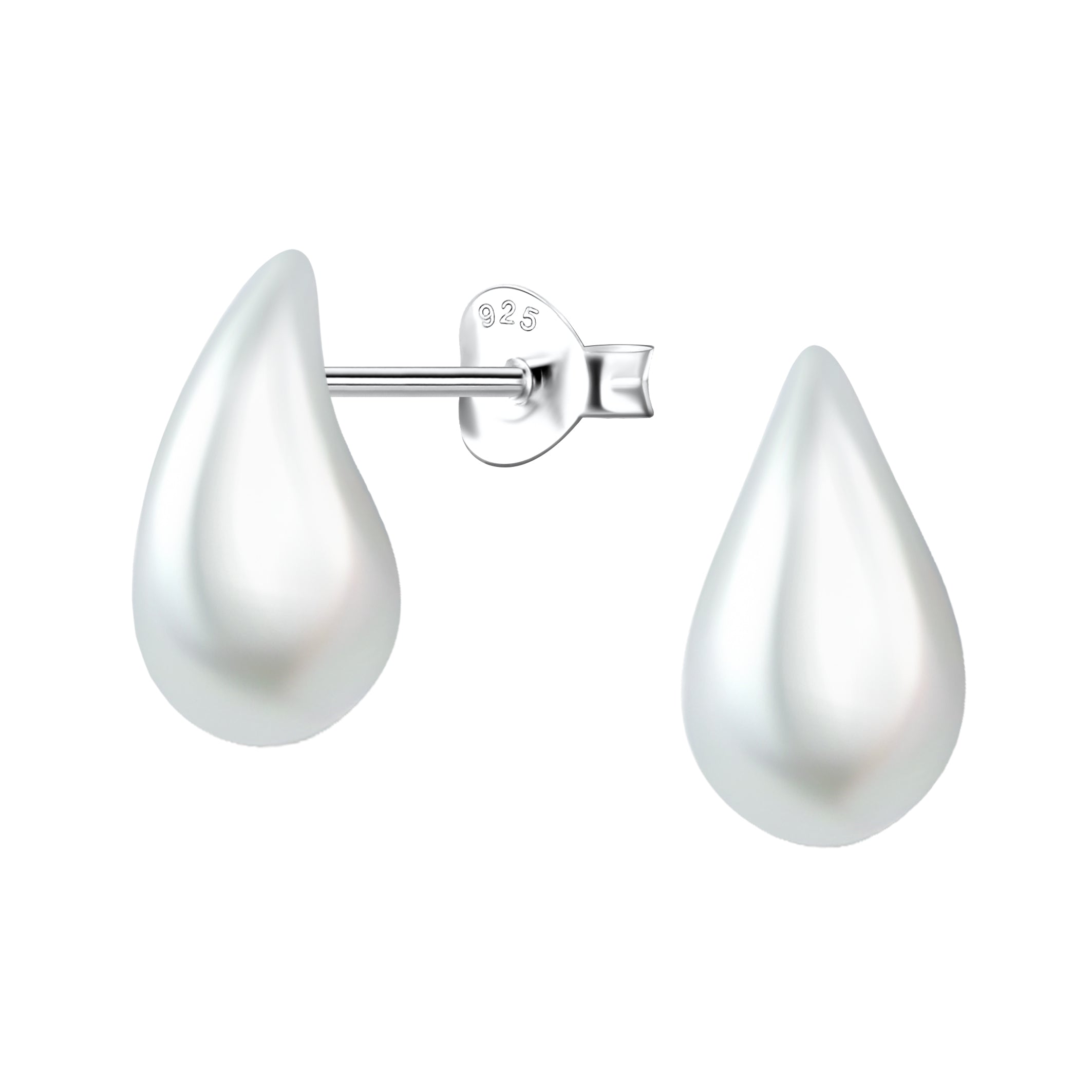 Sterling Silver Teardrop Stud Earrings Elegant Pearl - Melchior Jewellery
