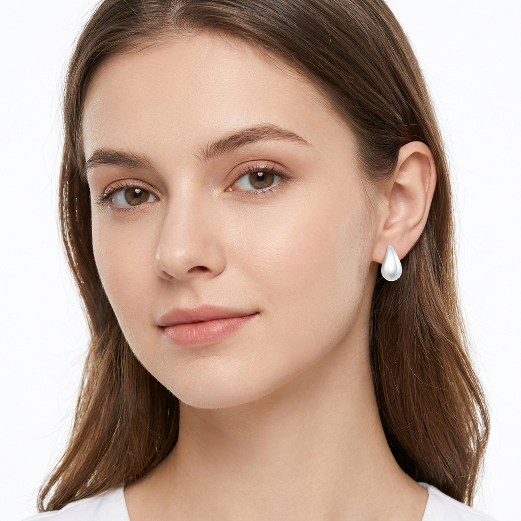 Sterling Silver Teardrop Stud Earrings Elegant Pearl - Melchior Jewellery
