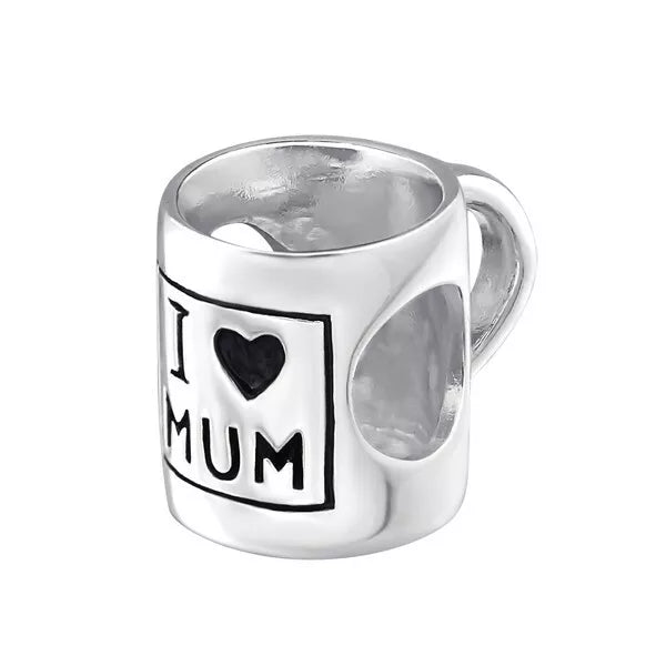 Sterling Silver "I Love Mum" Mug Charm Bead - Melchior Jewellery