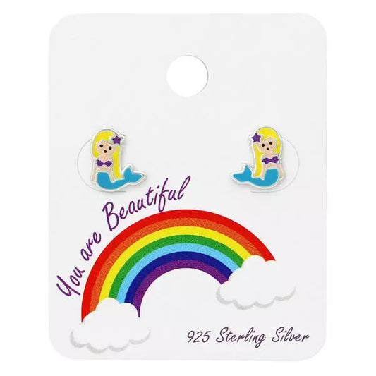 Children's Sterling Silver Mermaid Stud Earrings - Melchior Jewellery