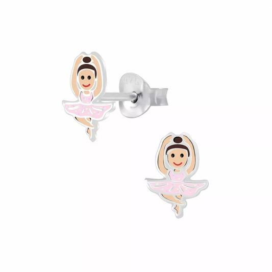 Children's Sterling Silver Glitter Ballerina Stud Earrings - Melchior Jewellery