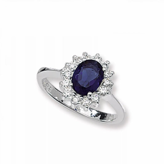 Sterling Silver Sapphire Diana Cluster Ring - Melchior Jewellery