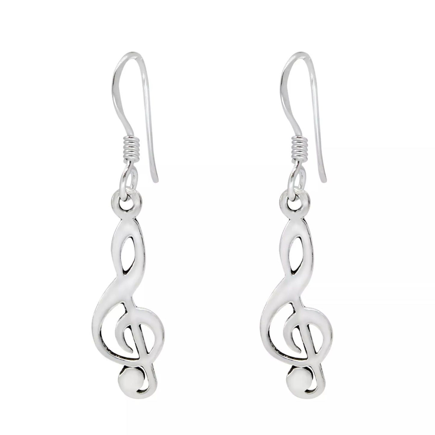 Sterling Silver G Clef Music Drop Earrings - Melchior Jewellery