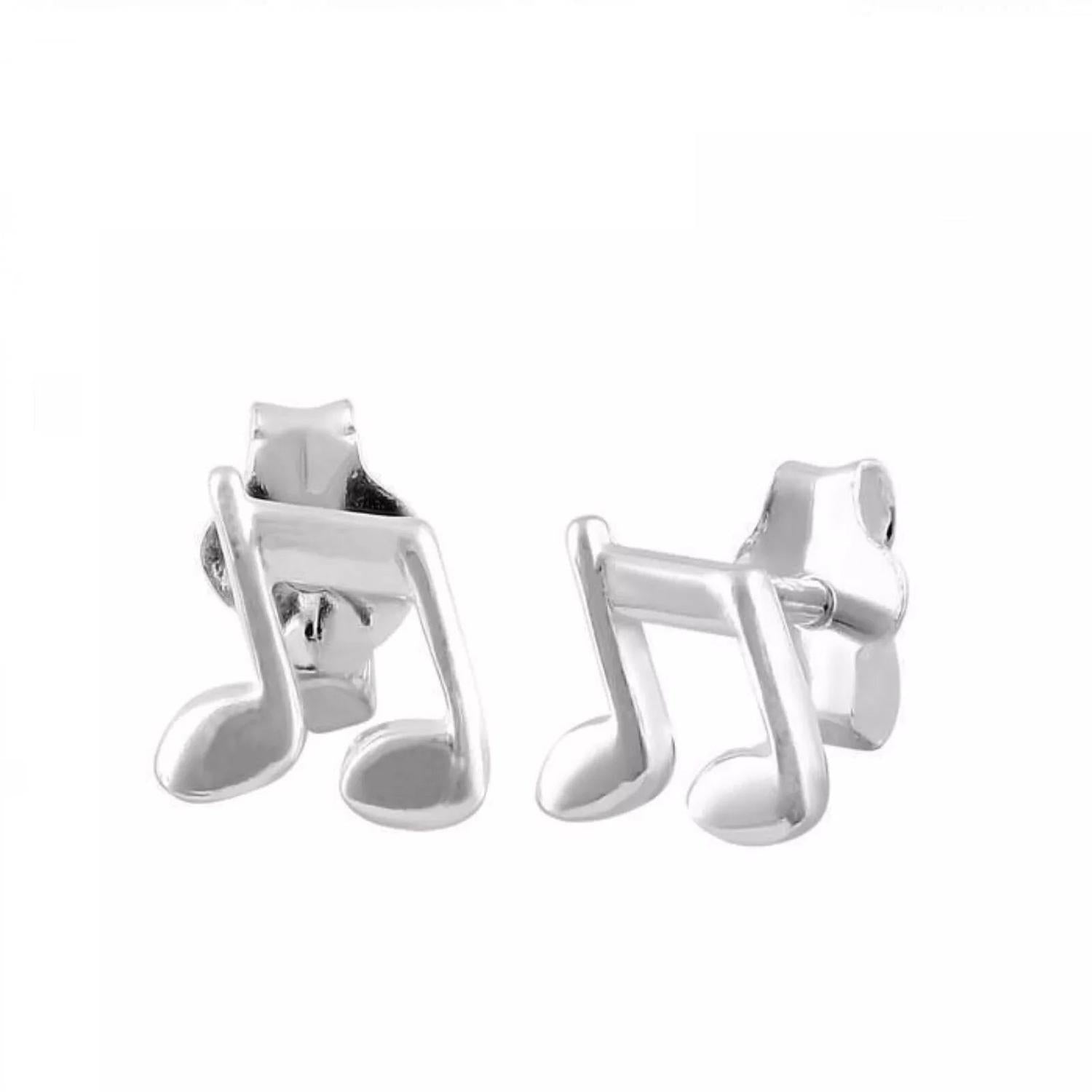 Sterling Silver Music Note Stud Earrings - Melchior Jewellery