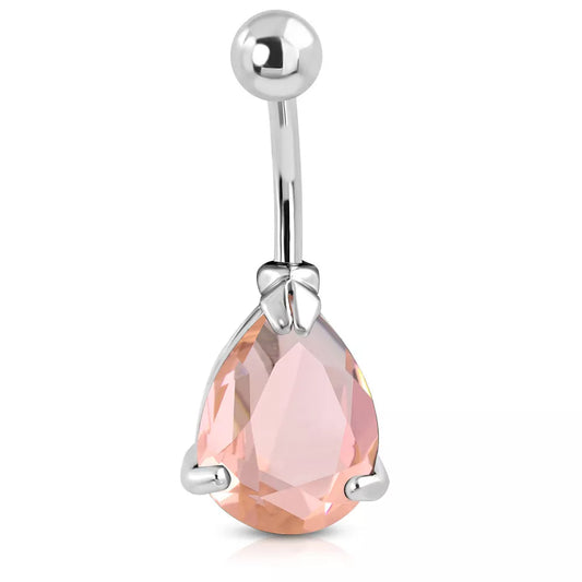 Stainless Steel Teardrop Curved Barbell Banana Hinged Belly Bar - Melchior Jewellery