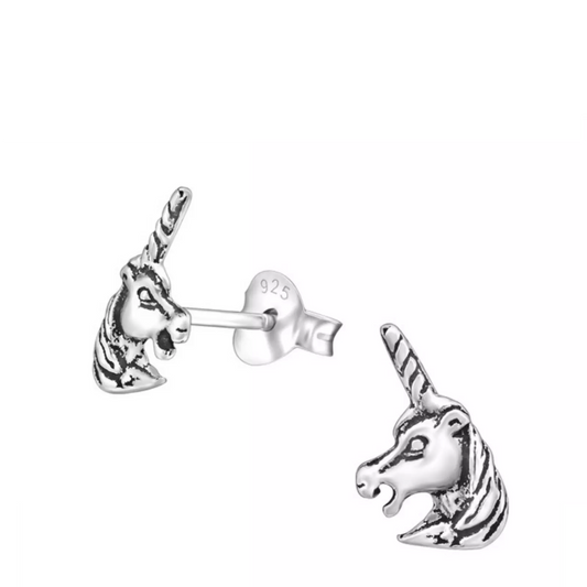 Girl's Sterling Silver Unicorn Stud Earrings - Melchior Jewellery