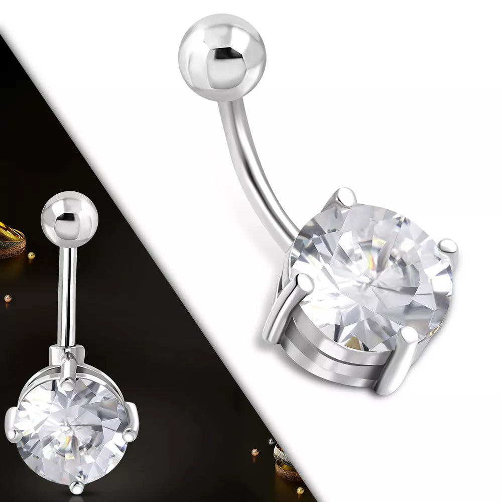 Stainless Steel Curved Barbell Hinged Belly Button Navel Ring