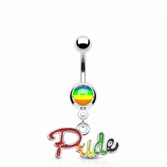 Stainless Steel Gay Pride Colourful Piercing Belly Bar - Melchior Jewellery