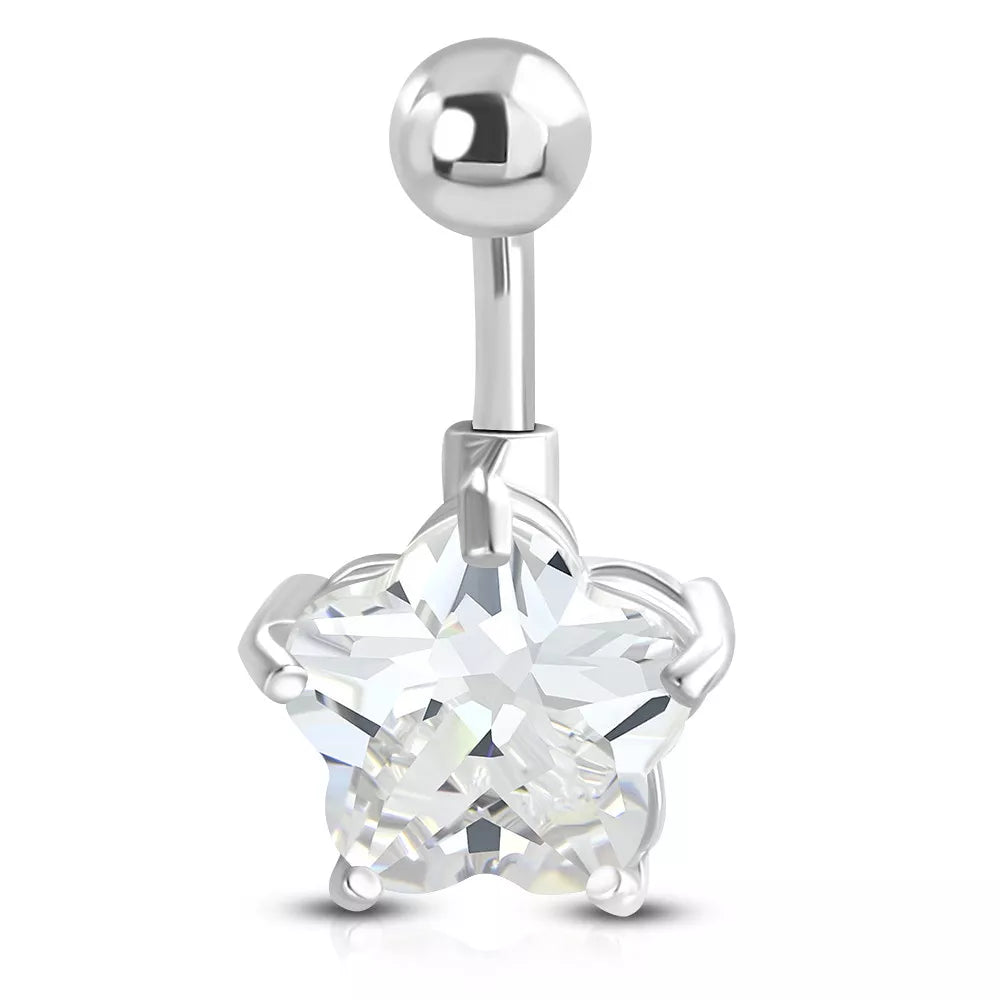Stainless Steel Star Hinged Belly Button Navel Ring