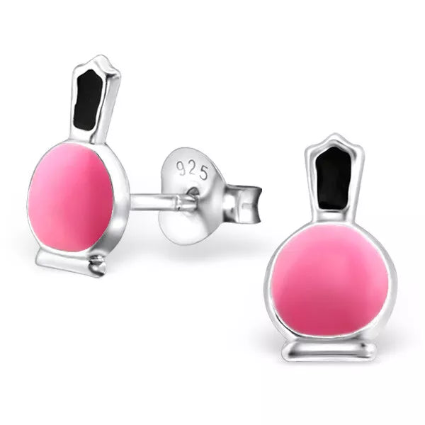 Children's Sterling Silver Pink Nail Polish Lacquer Stud Earrings - Melchior Jewellery