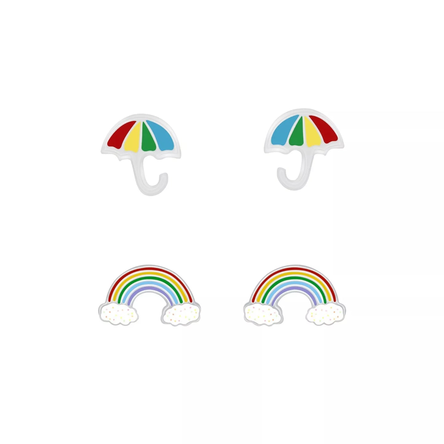 Sterling Silver Girls Rainbow Weather Stud Earrings Set - Melchior Jewellery