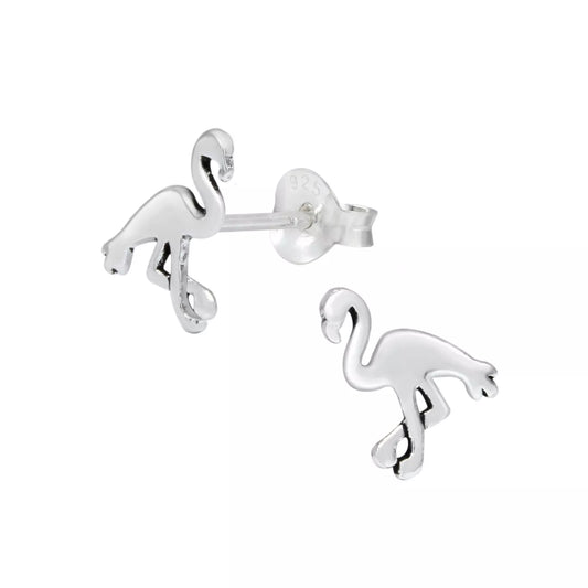 Childrens Sterling Silver Flamingo Stud Earrings - Melchior Jewellery