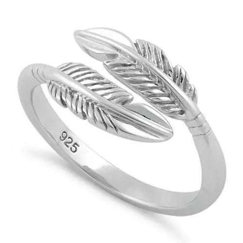 Sterling Silver Double Feather Band Ring - Melchior Jewellery