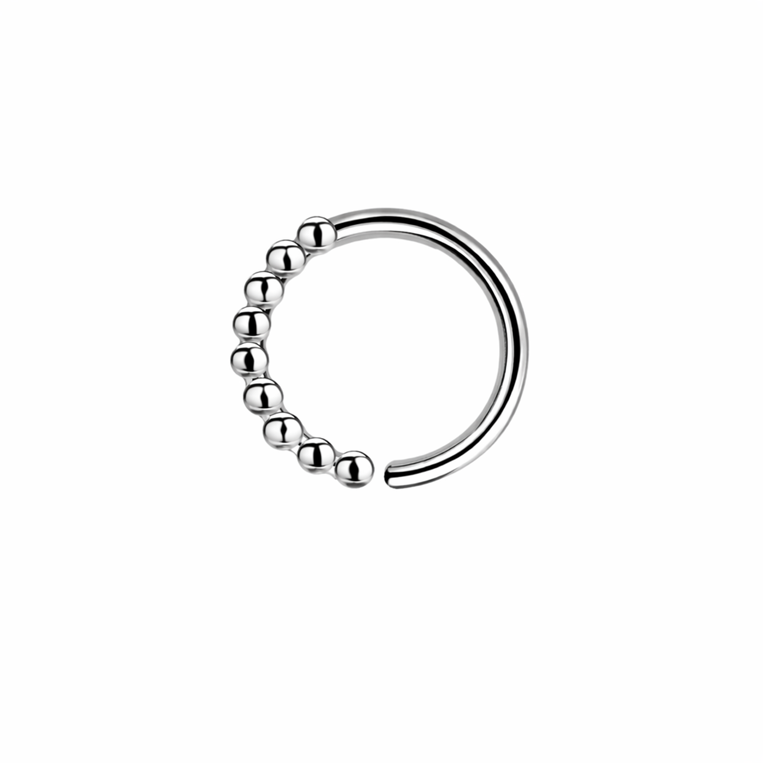 sterling silver beaded hoop helix cartilage piercing from Melchior Jewellery in polished silver finish