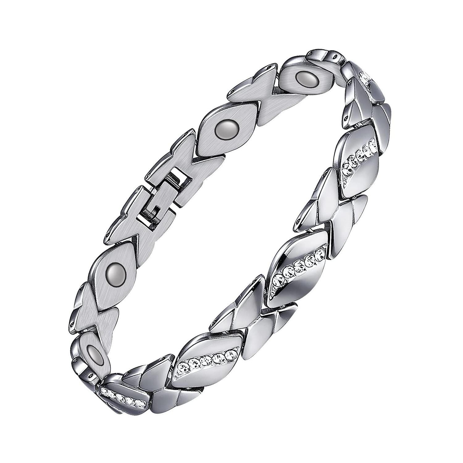 Stainless Steel Cubic Zirconia Magnetic Bracelet for Women - Melchior Jewellery