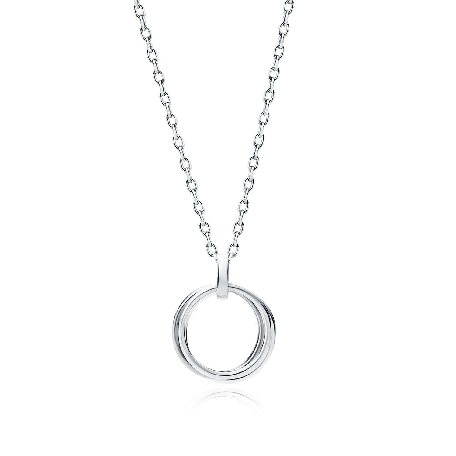 sterling silver Circles Pendant Necklace with linked rings on delicate chain for women by Sentiell