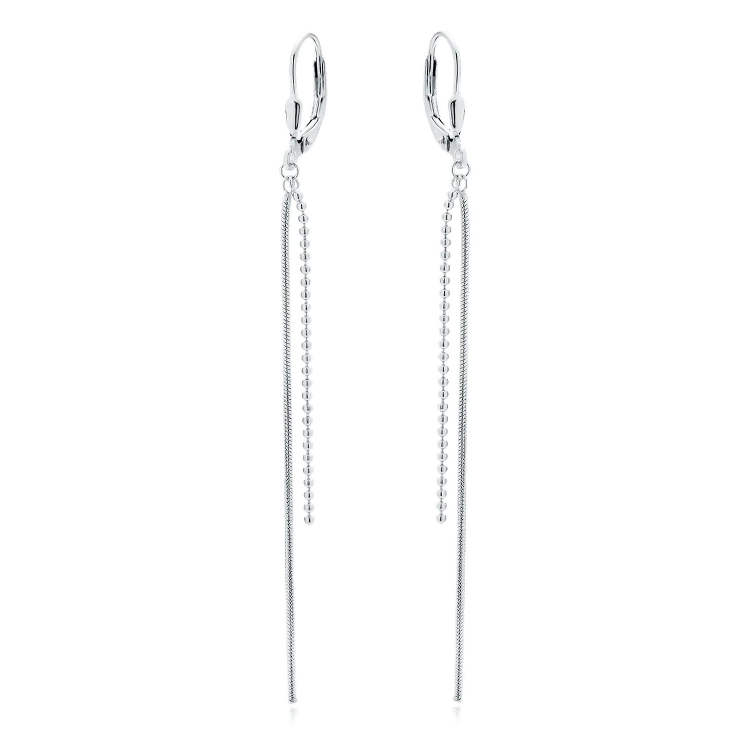 Melchior Jewellery sterling silver chain drop earrings with delicate long fine chains and shiny finish