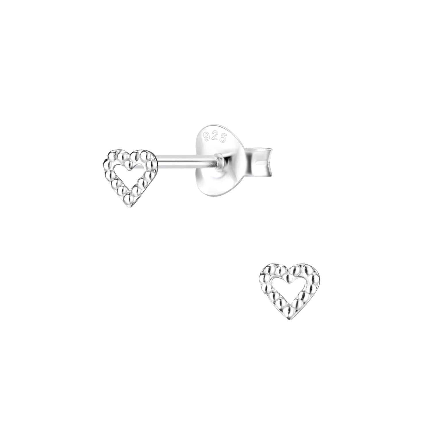 Melchior Jewellery kids open heart stud earrings in sterling silver for children