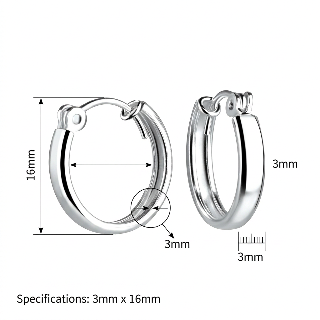 Sterling Silver 16mm Hinged Huggie Hoop Earrings - Melchior Jewellery