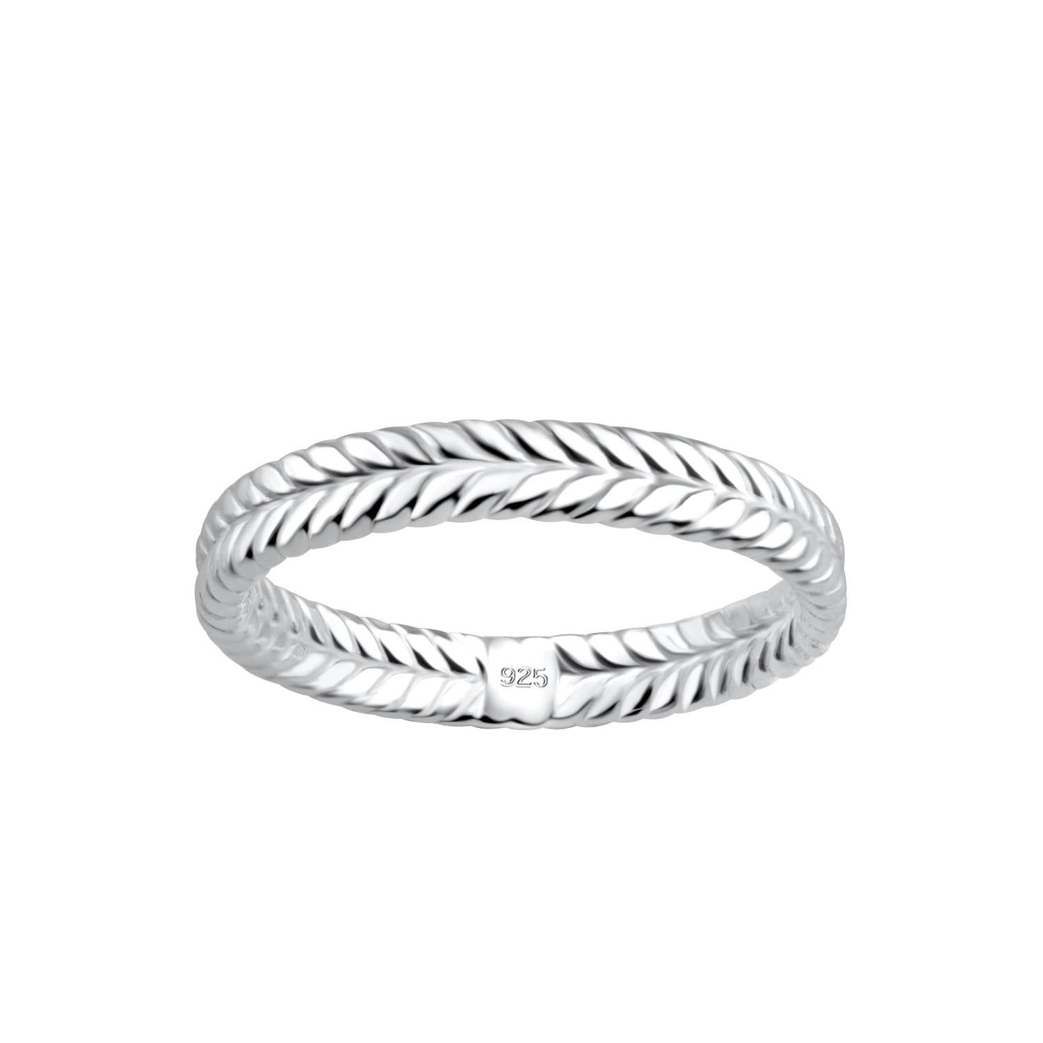 Sterling silver elegant braided silver band ring for women by Melchior Jewellery with detailed twisted design