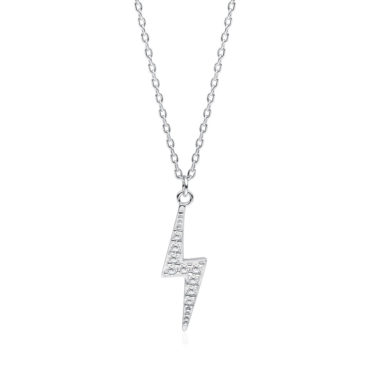 Melchior Jewellery sterling silver lightning necklace with clear sparkling stones on fine silver chain
