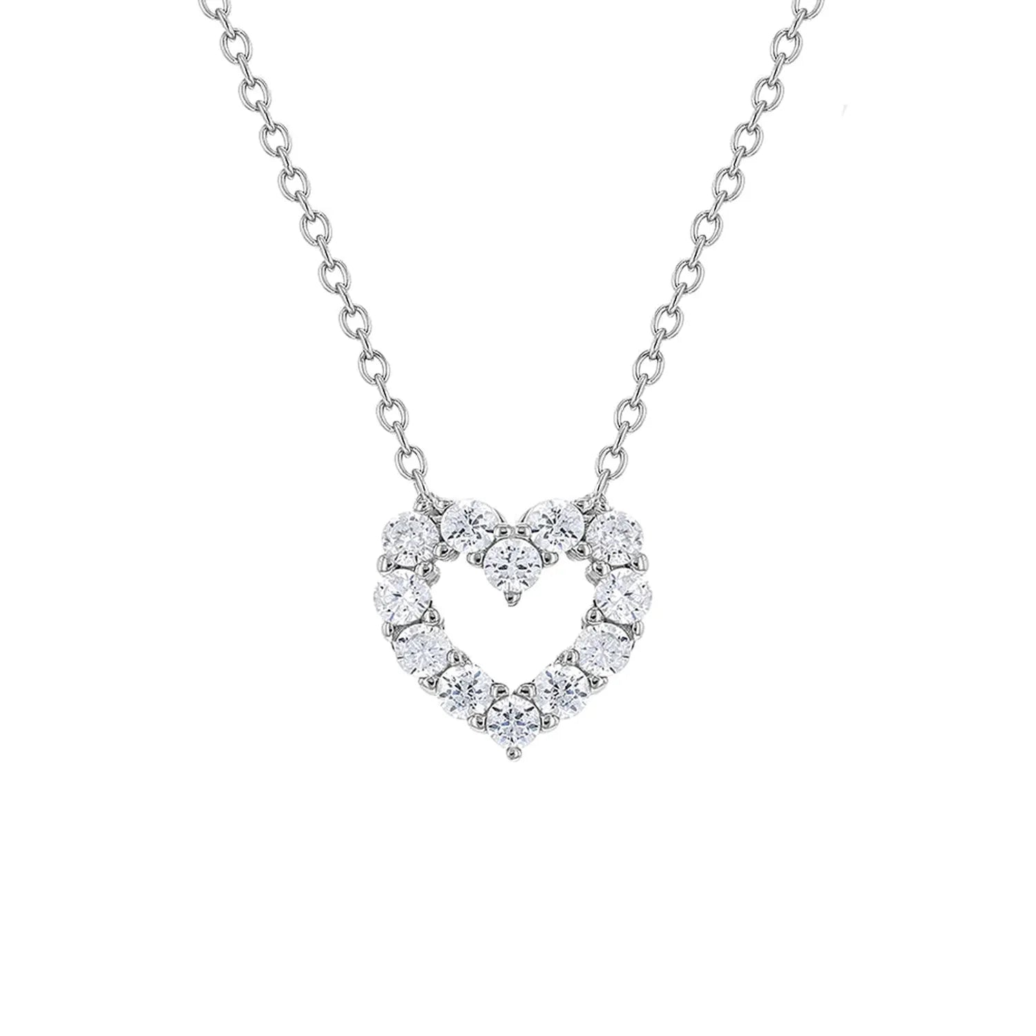 Silver Open Heart Kids Girls Necklace with sparkling stones and silver chain from In Season Jewellery