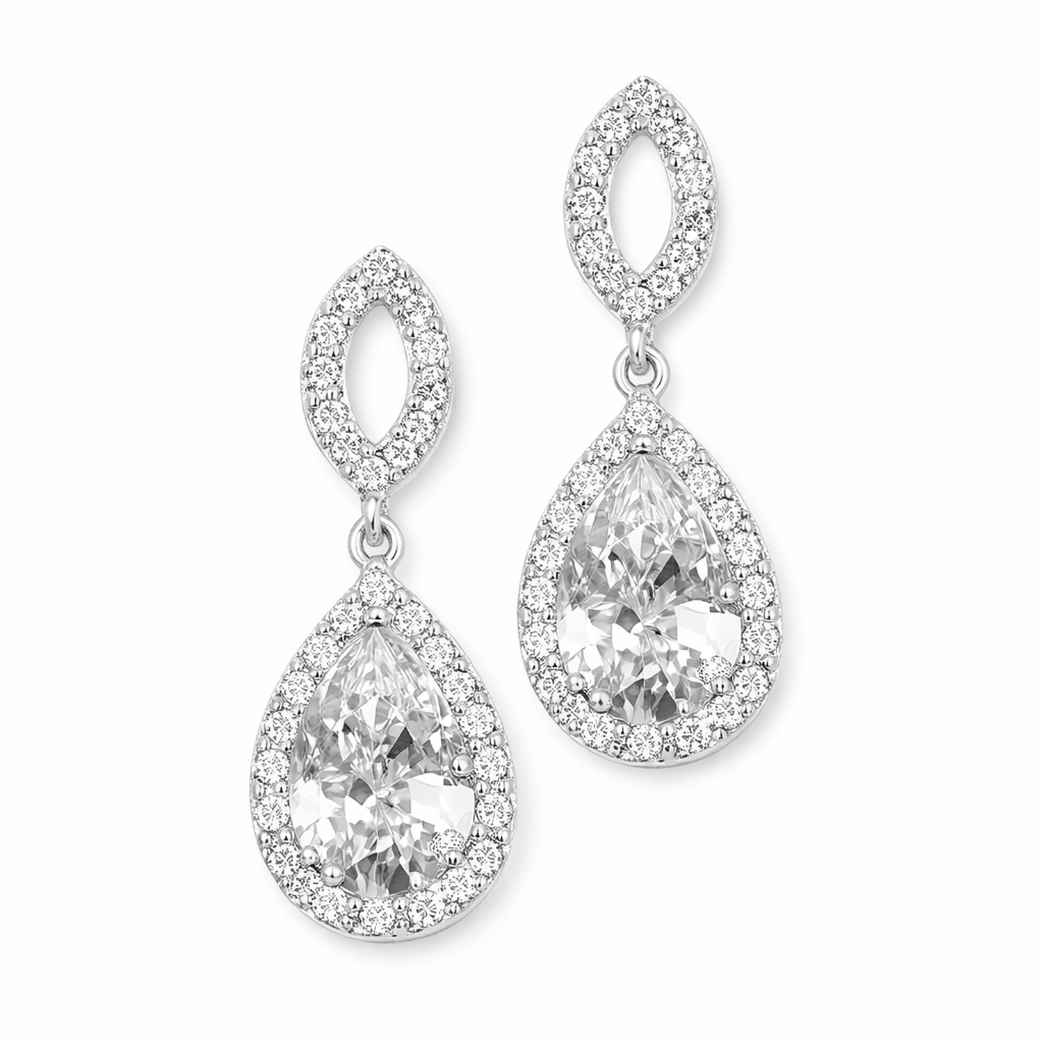 Silver Pear Cut Cubic Zirconia Drop Earrings from Melchior Jewellery for woman