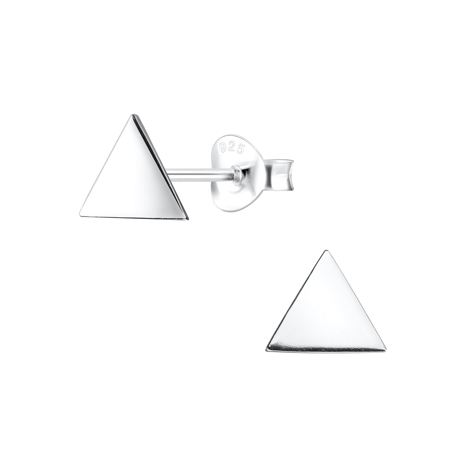 Sterling silver Silver Triangle Stud Earrings for women with minimalist geometric design by Melchior Jewellery