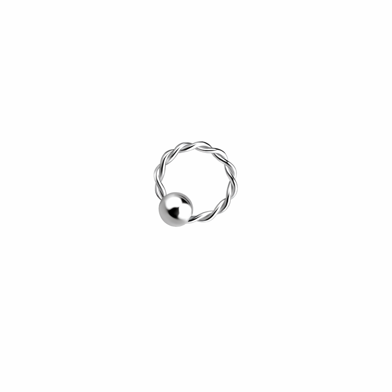 Melchior Jewellery silver Twisted Nose Ring with a sleek twisted design and polished ball end for body piercing