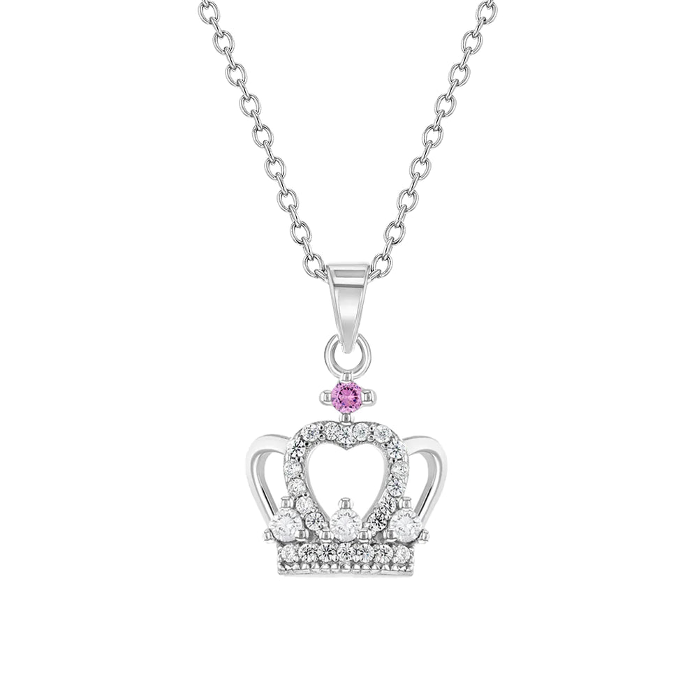 Childrens Sterling Silver Girls Princess Crown Necklace - Melchior Jewellery